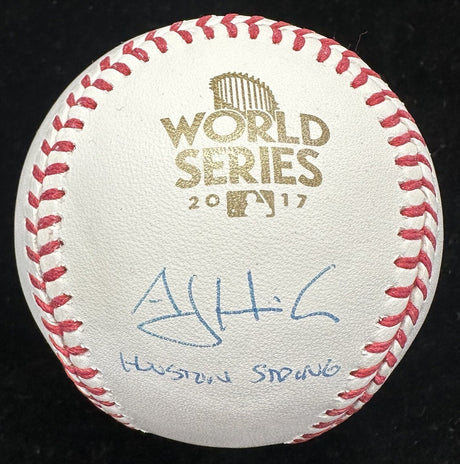 AJ Hinch Houston Strong Signed 2017 World Series Logo Baseball Tristar LE 