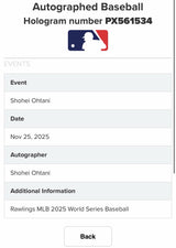 Shohei Ohtani Signed 2025 World Series Logo Baseball MLB Holo Fanatics LE 2/5