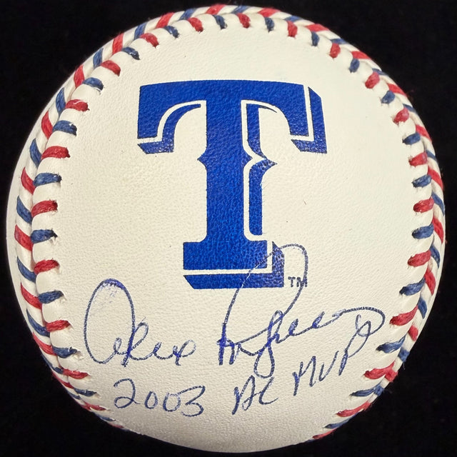 Alex Rodriguez 2003 AL MVP Signed Rangers Team Stitch Logo Baseball JSA Witness 