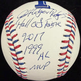 Ivan “Pudge” Rodriguez Signed Rangers Team Stitch Stat Baseball Beckett Witness 