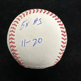 Jorge Posada 5 Inscription Signed Stat Baseball JSA Witness 