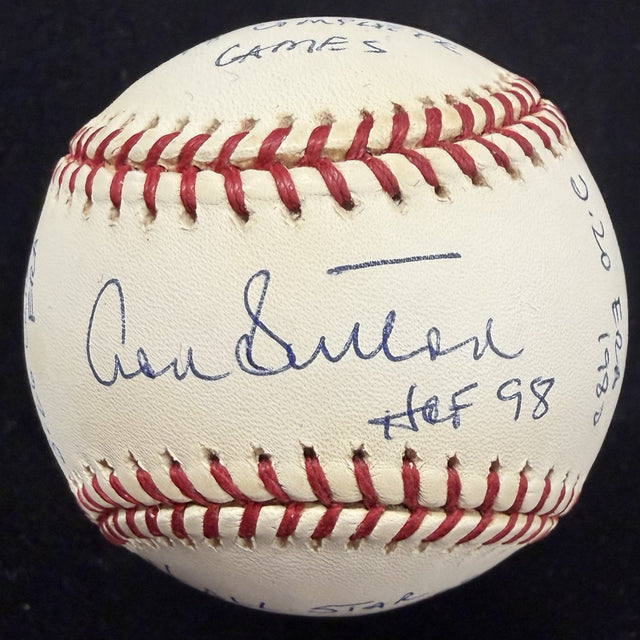 Don Sutton Signed Reggie Jackson Stat Baseball Complete Box Bag Cert