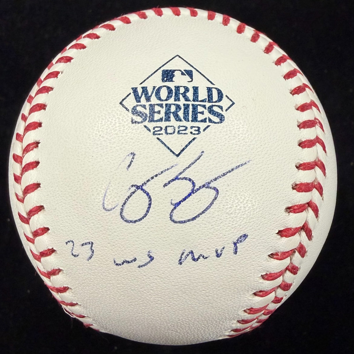 Corey Seager 23 WS MVP Signed 2023 World Series Logo Baseball MLB Holo Fanatics 