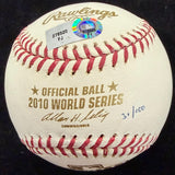 Edgar Renteria 2010 WS MVP Game 5 Winner Signed 2010 World Series Logo Baseball 