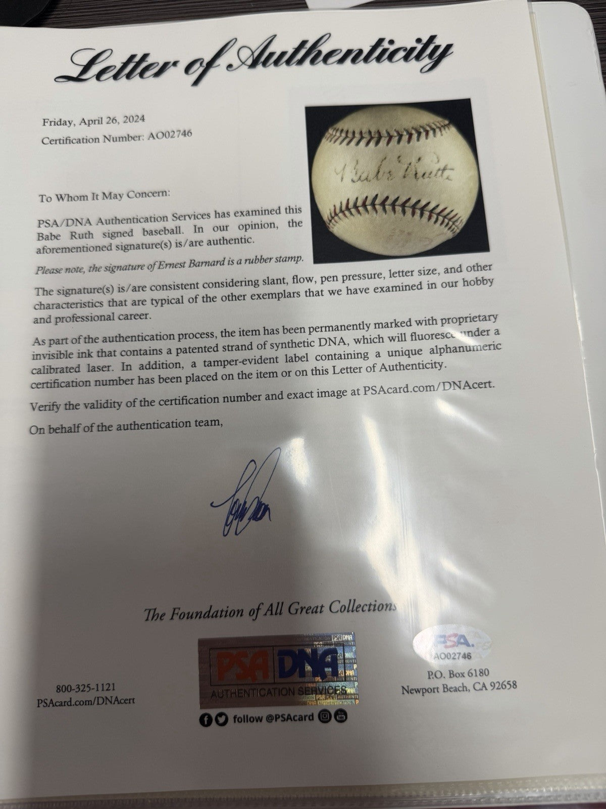 Babe Ruth Single Signed OAL Reach Baseball PSA/DNA LOA