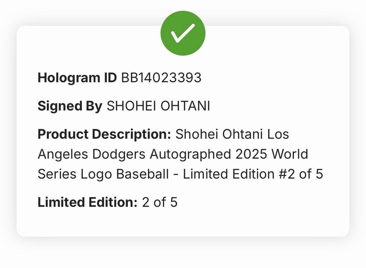Shohei Ohtani Signed 2025 World Series Logo Baseball MLB Holo Fanatics LE 2/5