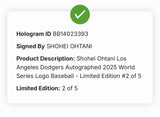 Shohei Ohtani Signed 2025 World Series Logo Baseball MLB Holo Fanatics LE 2/5