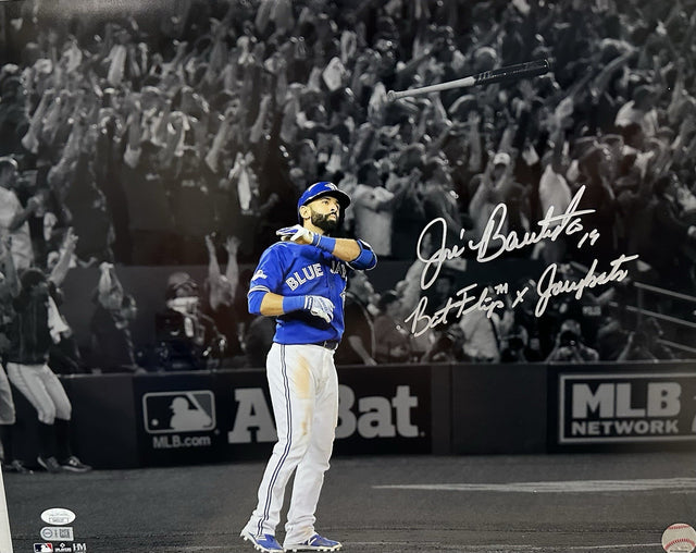 Jose Bautista Bat Flip Signed 16x20 JSA