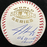 Josh Hancock 06 WS Champs Signed 2006 World Series Logo Baseball JSA LOA