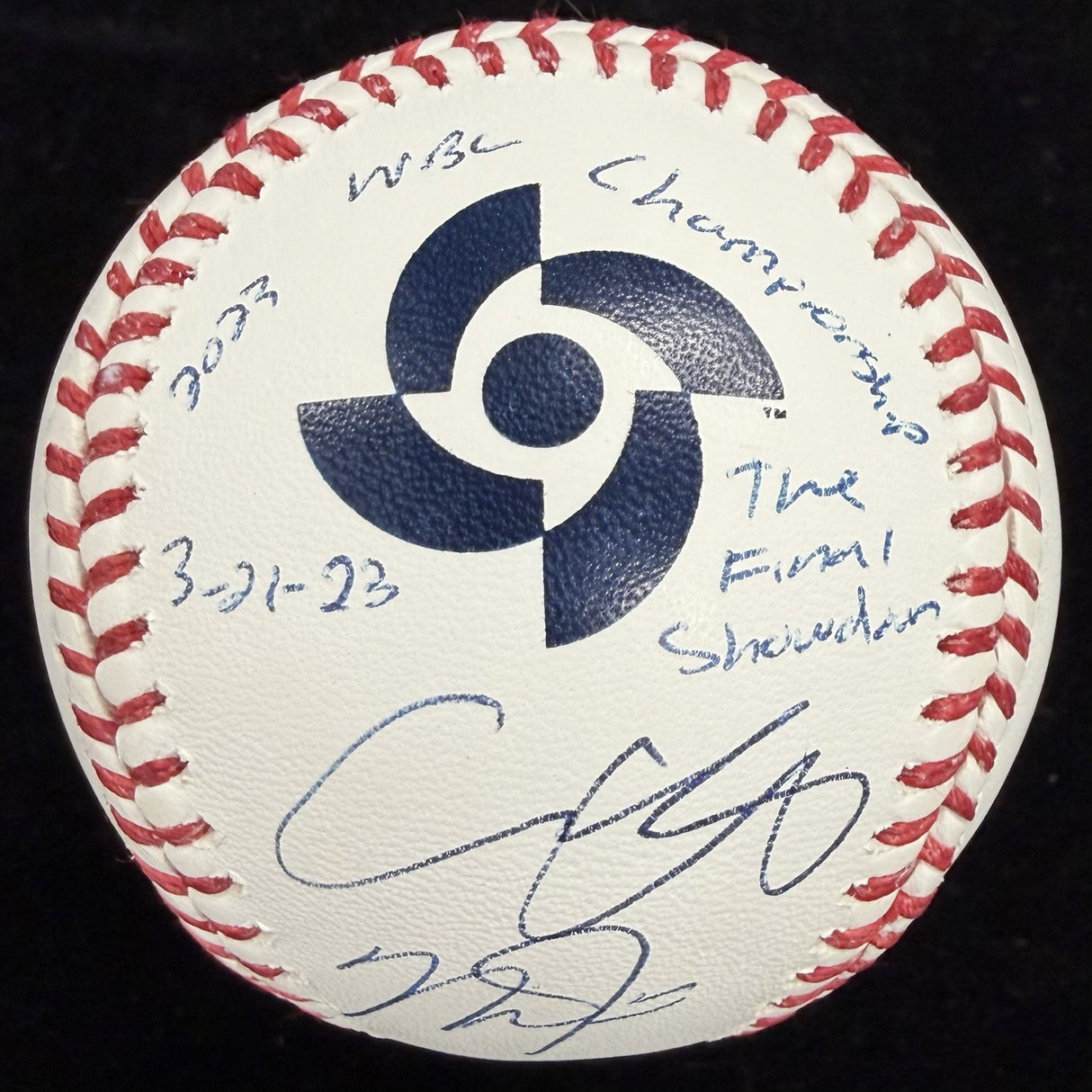 Shohei Ohtani Mike Trout Dual Signed 2023 WBC Logo Baseball MLB Holo Fanatic JSA