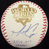 Matt Cain 2010 WS Champs Signed 2010 World Series Logo Baseball MLB Holo