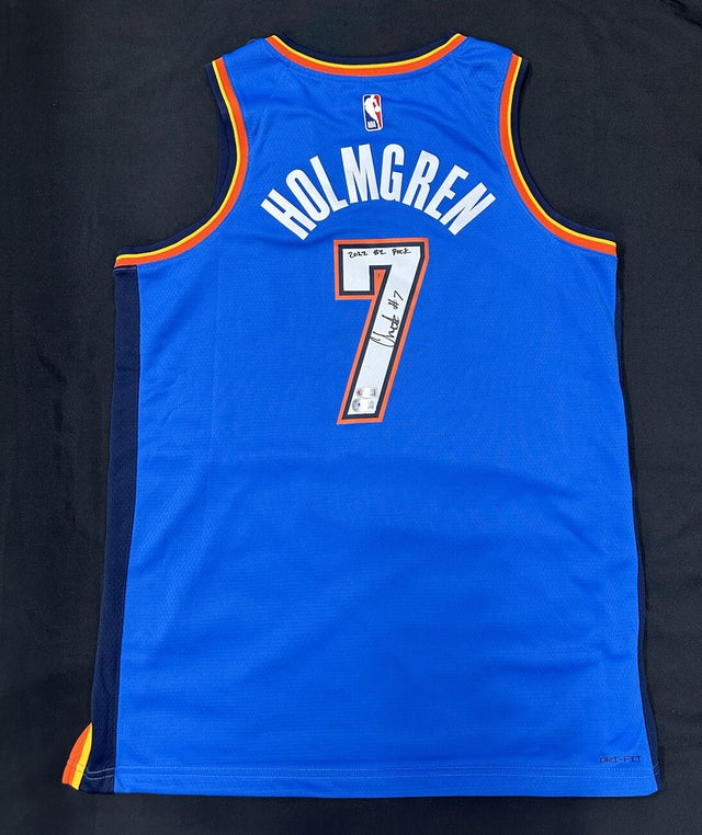 Chet Holmgren 2022 #2 Pick Signed OKC Thunder Swingman Jersey Beckett Witness 