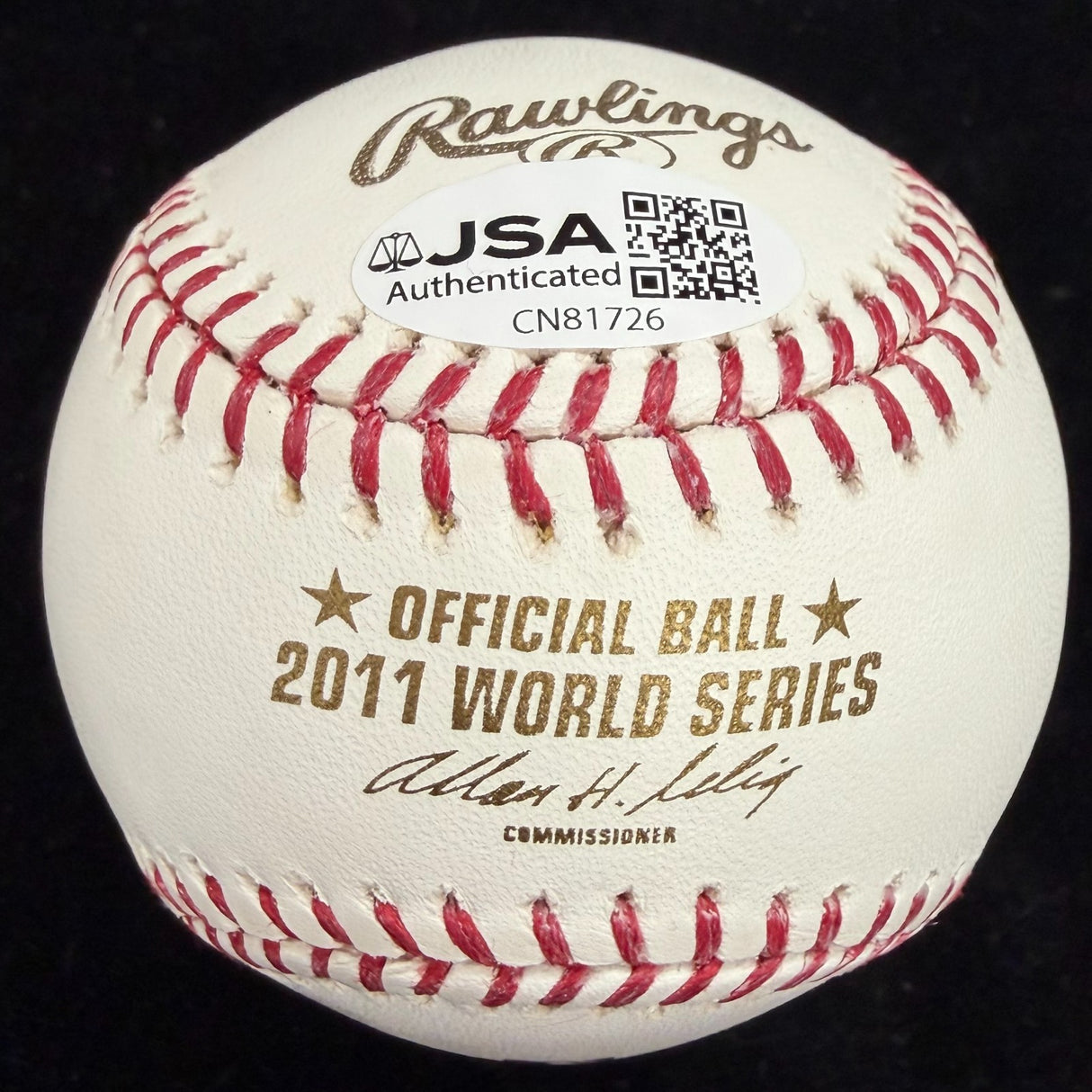 Lance Lynn 2011 Champs Signed 11 World Series Logo Baseball JSA
