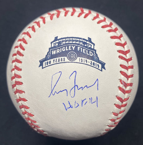 Greg Maddux HOF 14 Signed Wrigley Field 100th Anniversary Logo Baseball JSA