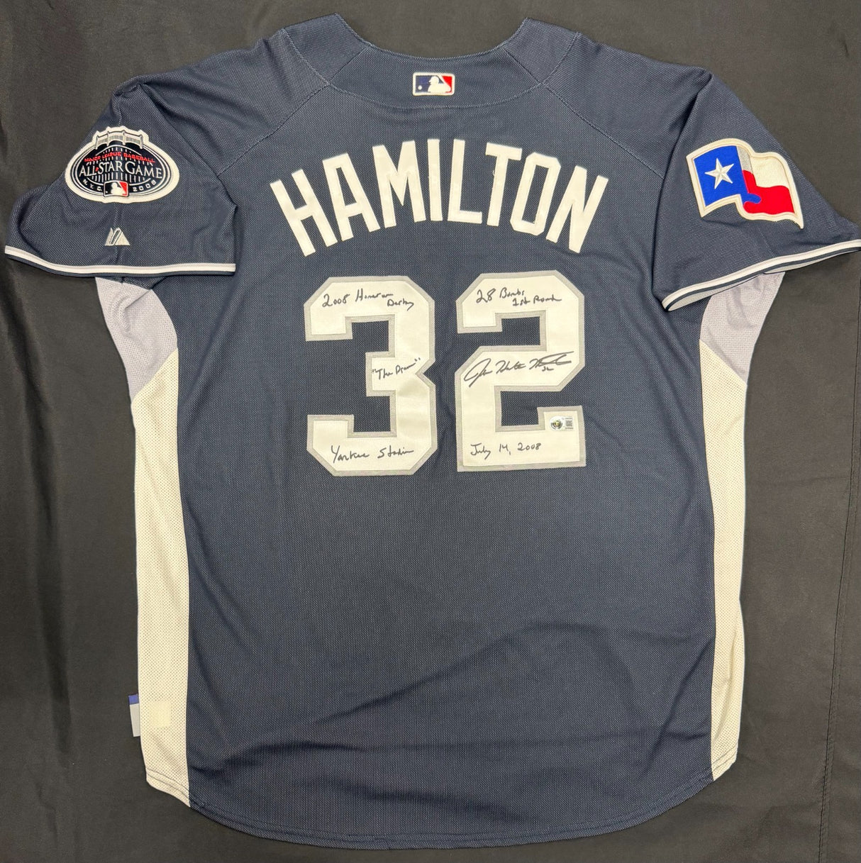Josh Hamilton 2008 Home Run Derby Signed 08 ASG Stat Jersey Beckett Witness Holo