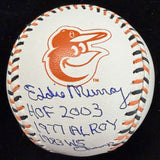 Eddie Murray HOF 2003 Signed Orioles Team Stitch Logo Baseball Beckett 