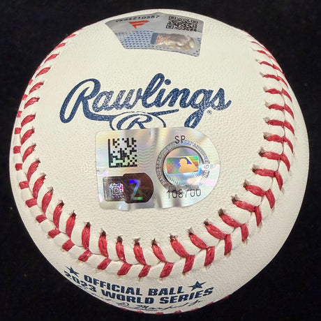 Corey Seager 23 WS MVP Signed 2023 World Series Logo Baseball MLB Holo Fanatics 