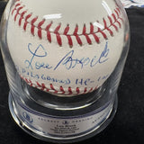 Lou Brock 62 Polo Ground HR - 1/4 Signed Baseball Encapsulated BAS JSA Witness 