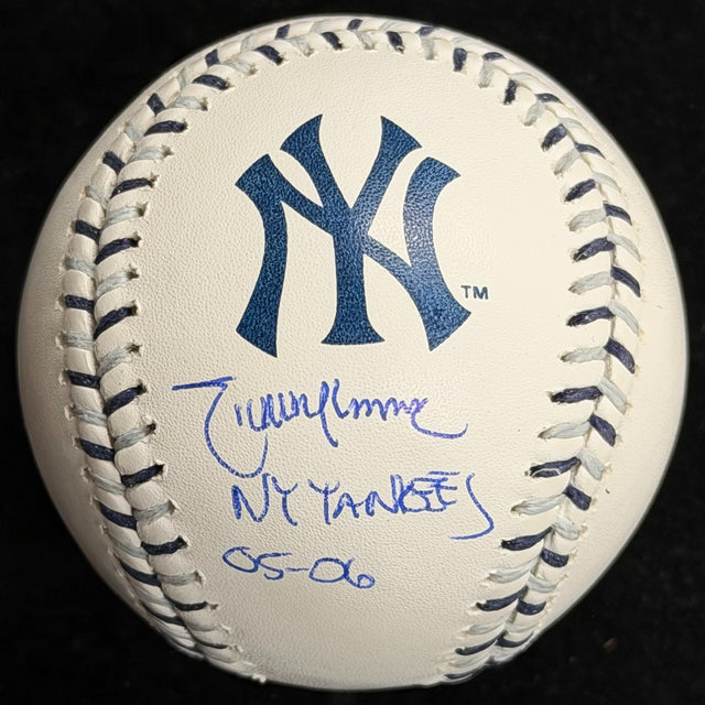 Randy Johnson NY Yankees 05-06 Signed Yankees Team Stitch Logo Baseball JSA