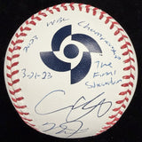 Shohei Ohtani Mike Trout Dual Signed 2023 WBC Logo Baseball MLB Holo Fanatic JSA