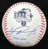 David Ortiz 500 HR 9/12/15 Signed 500 Home Run Logo Baseball Beckett Witness BAS