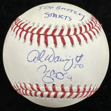 Adam Wainwright Yadier Molina 328 Battery Starts Signed Baseball Beckett Witness