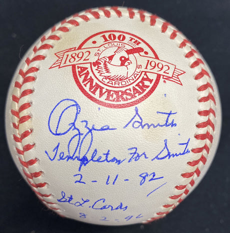 Ozzie Smith STL Cards Signed 100th Anniversary Logo Baseball MLB Holo Fanatics