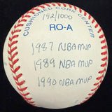 Magic Johnson Signed RJ Reggie Jackson Stat Baseball HMG Hologram