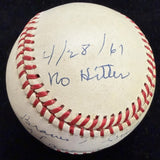 Warren Spahn 2 No Hitter Signed Baseball Set JSA