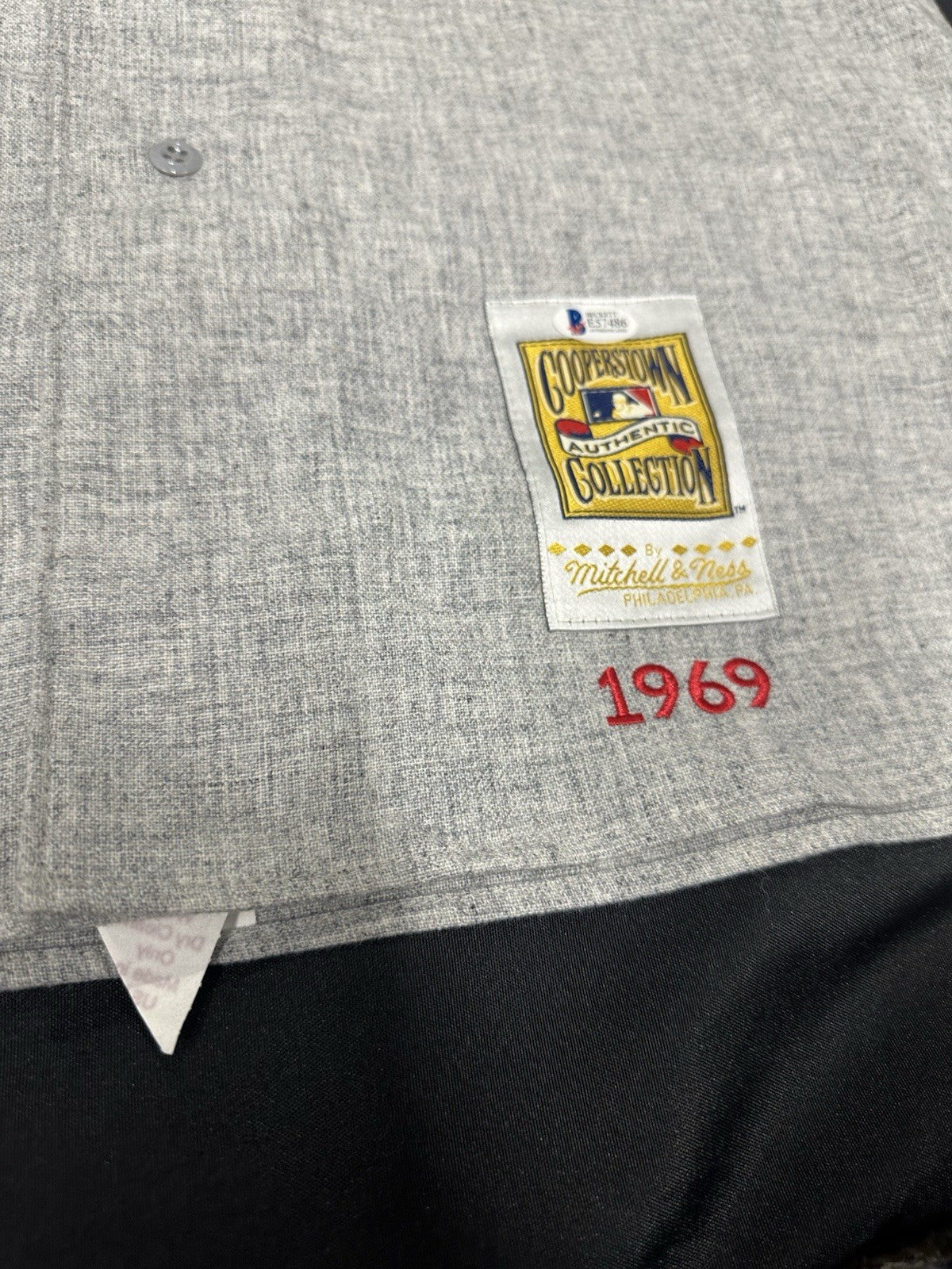 Johnny Bench HOF 89 Signed Authentic Reds Mitchell Ness Jersey Beckett