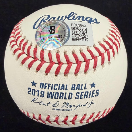 Victor Robles Signed 2019 World Series Logo Baseball Beckett