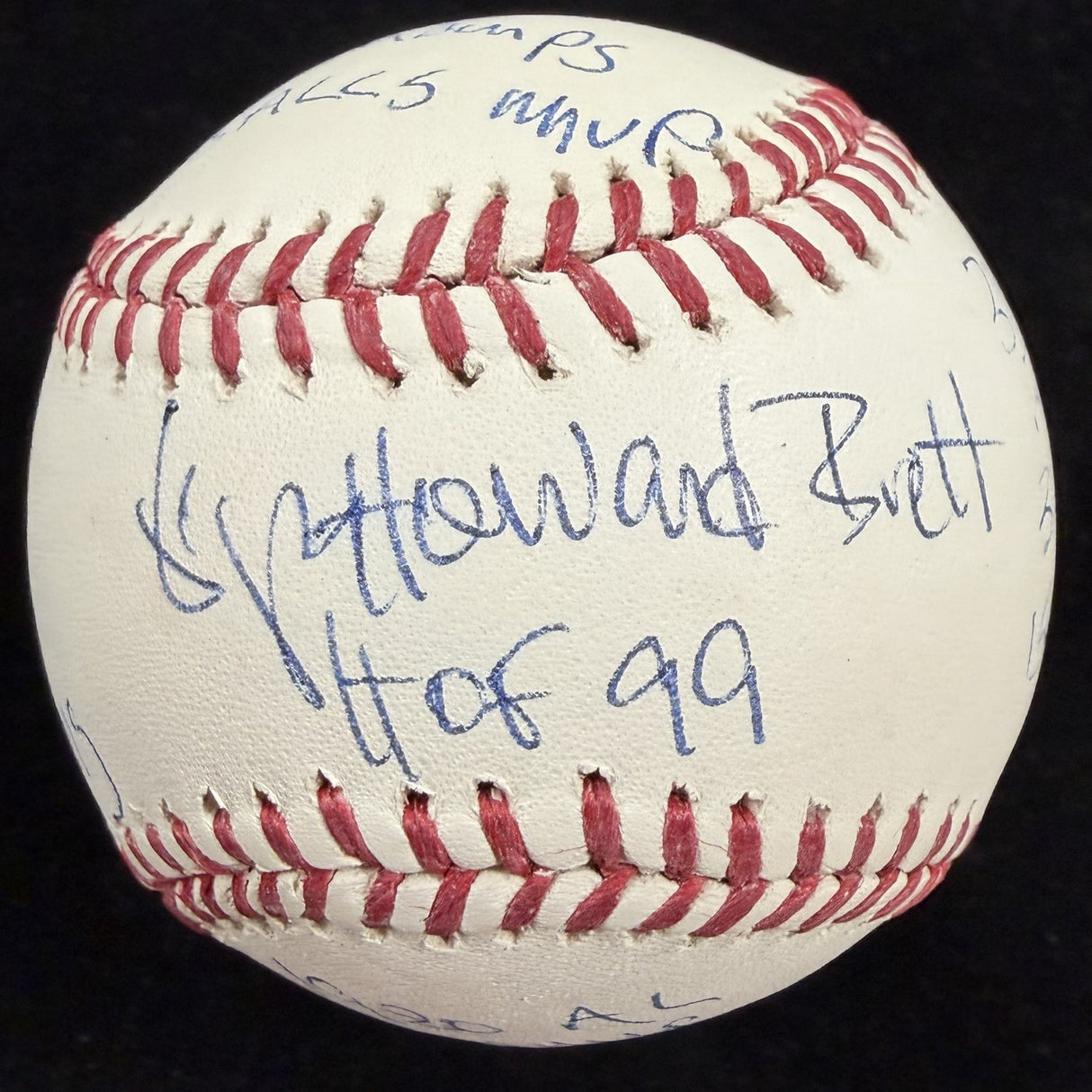 George Howard Brett Full Name HOF 99 Signed Stat Baseball JSA Witness Holo