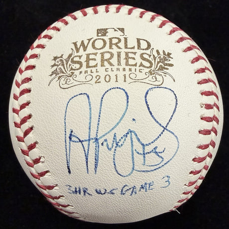 Albert Pujols 3 HR WS GM 3 Signed 2011 World Series Logo Baseball MLB Holo