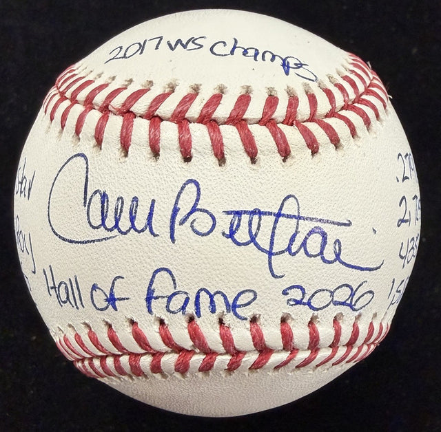 Carlos Beltran Hall Of Fame 2026 Signed Stat Baseball Beckett Witness Holo