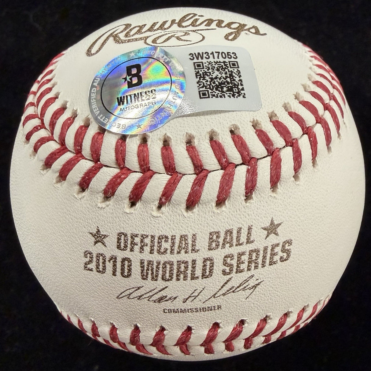 Edgar Renteria WS MVP Signed 2010 World Series Logo Baseball Beckett Witness BAS