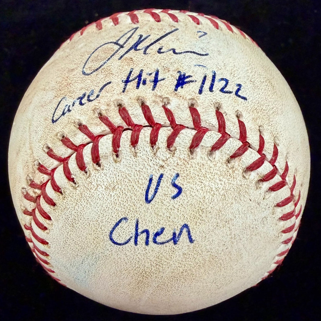 Joe Mauer Signed Career Hit 1122 Game Used Baseball MLB Holo