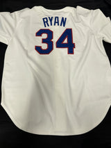 Nolan Ryan HOF 99 Signed Authentic Mitchell Ness Rangers Stat Jersey JSA LOA