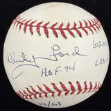 Whitey Ford HOF 74 61 CY Signed Stat Baseball PSA/DNA