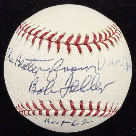 Bob Feller Heater From Van Meter Signed Baseball JSA