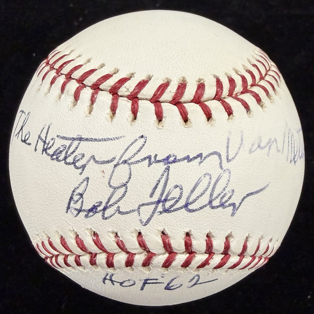 Bob Feller Heater From Van Meter Signed Baseball JSA