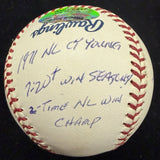 Fergie Jenkins Signed Reggie Jackson Stat Baseball Complete Box Bag Cert