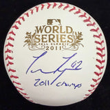 Lance Lynn 2011 Champs Signed 11 World Series Logo Baseball JSA
