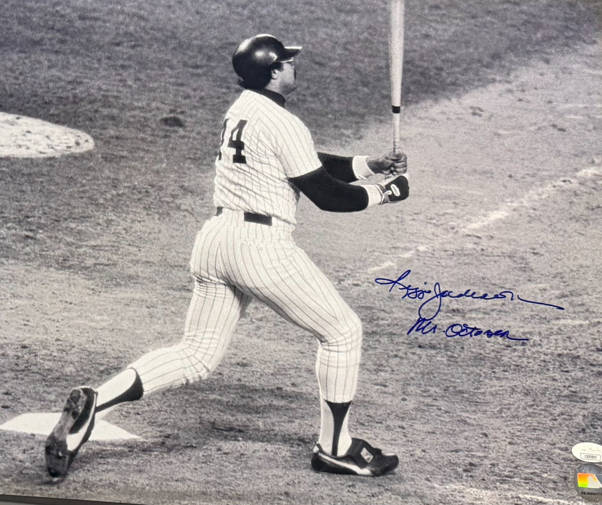 Reggie Jackson Mr. October Signed 1977 World Series Game 5 3 HR 16x20 JSA
