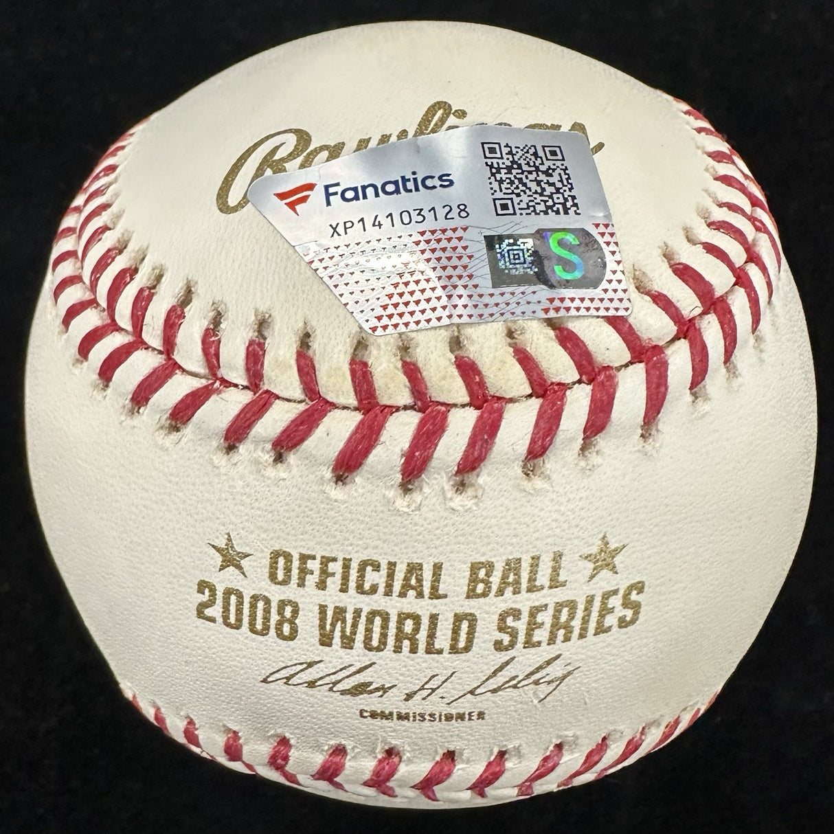 Chase Utley 08 WS Champs WFC Signed 2008 World Series Logo Baseball Fanatics 