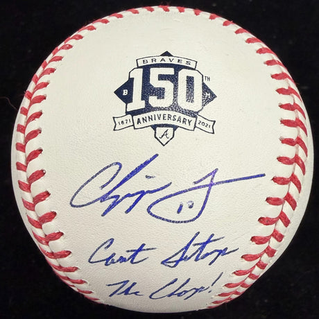 Chipper Jones Cant Stop The Chop! Signed Braves 150th Anniversary Logo Baseball 
