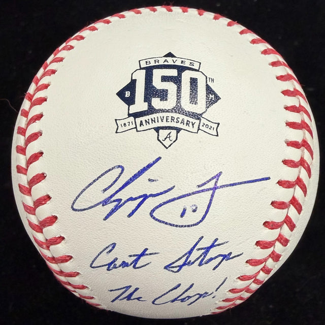 Chipper Jones Cant Stop The Chop! Signed Braves 150th Anniversary Logo Baseball 