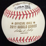 Mitchell Boggs 2011 WS Champs Signed 11 World Series Logo Baseball JSA