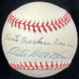 Eddie Mathews Santa Barbara Bomber Signed Nickname Baseball JSA
