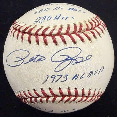 Pete Rose 1973 NL MVP Signed RJ Stat Baseball Complete Box Bag Cert