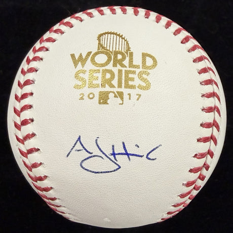 AJ Hinch Signed 2017 World Series Logo Baseball Beckett 